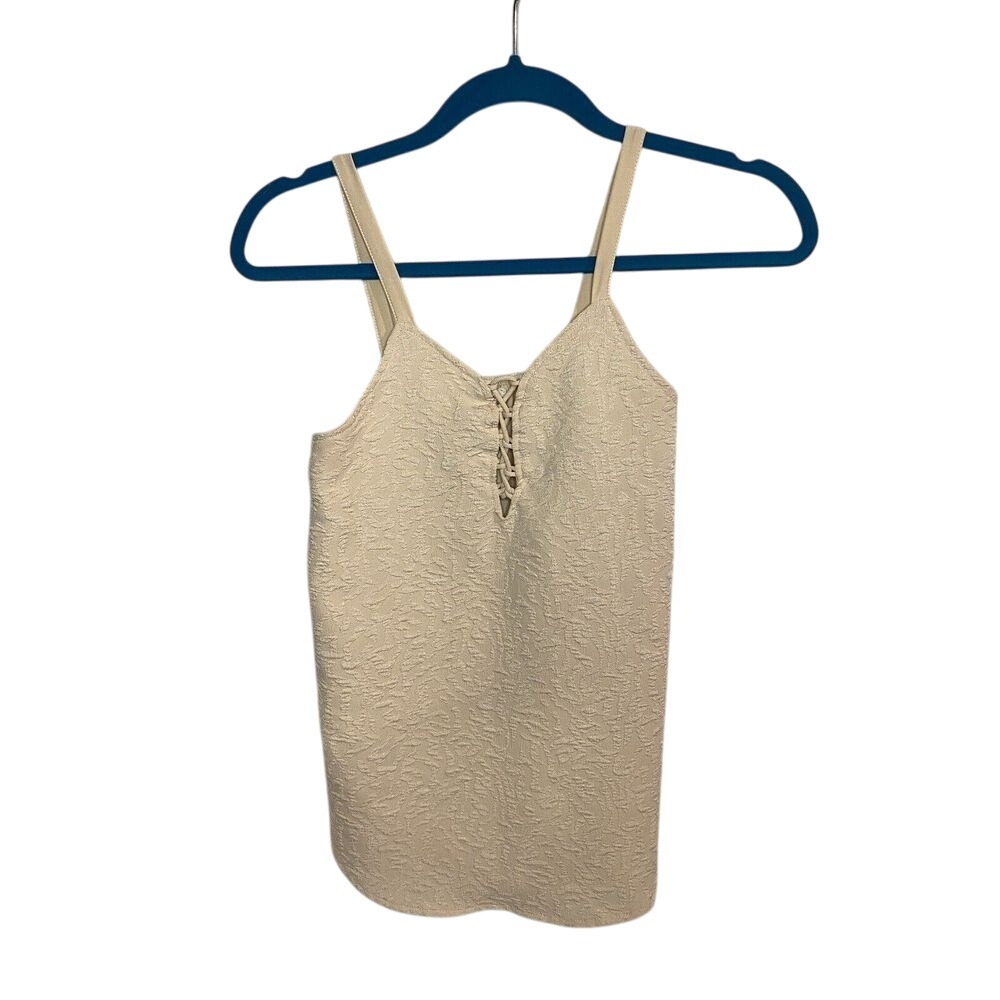 Maurice's Creamy Pink Lace‎ Up Textured Stretchy Camisole Tank Top Size XS